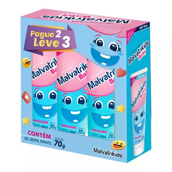 Imagem de Malvatrikids Baby Tutti-Frutti Gel Dental 2 CX C/ 3Un De 70g