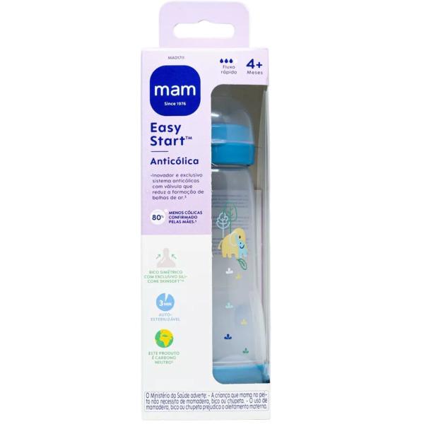 Imagem de Mamadeira 320ml Anticólica Easy Start MAM Bico 4m+ Azul