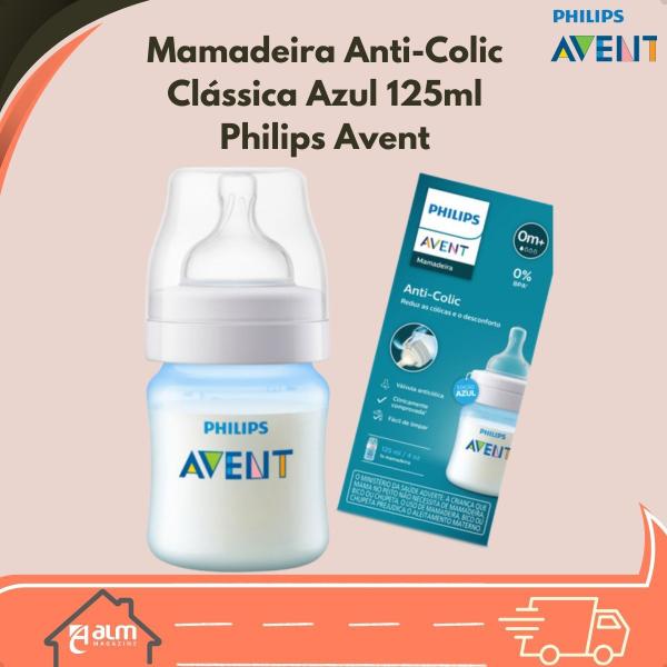 Imagem de Mamadeira Anti-Colic Azul Classica 125ml -  Philips Avent Bico n1-  0+ mes