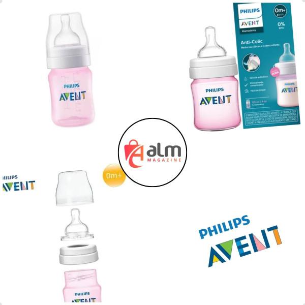 Imagem de Mamadeira Anti-colic Classica Rosa 125ml -  Philips Avent Bico n1-  0+ mes