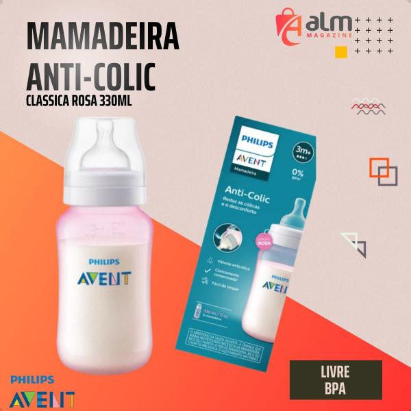 Imagem de Mamadeira Anti-Colic Classica Rosa 330ml - Philips Avent Bico n3-  3 a 6 meses