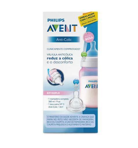 Imagem de Mamadeira Anti-Colic Rosa Philips Avent + Bico 3 - SCD809/27