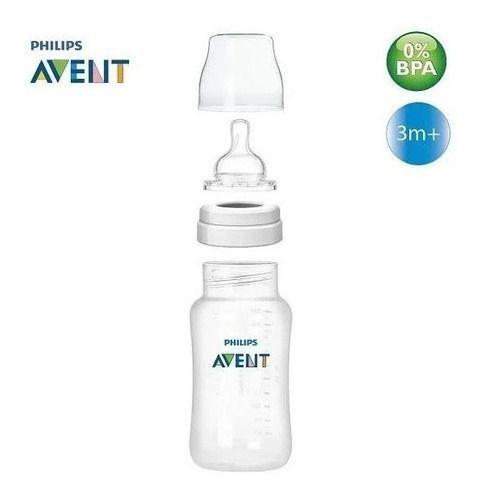Mamadeira Anti-colic Transp 260ml + Bico Nº4 - Philips Avent Imagem de Mamadeira Anti-colic Transp 260ml + Bico Nº4 - Philips Avent