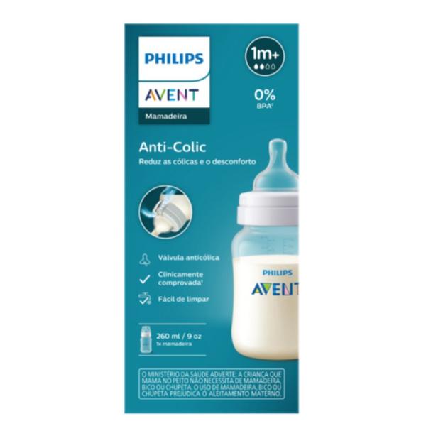 Mamadeira Anti-Cólica 260ml Transparente - Philips Avent Imagem de Mamadeira Anti-Cólica 260ml Transparente - Philips Avent