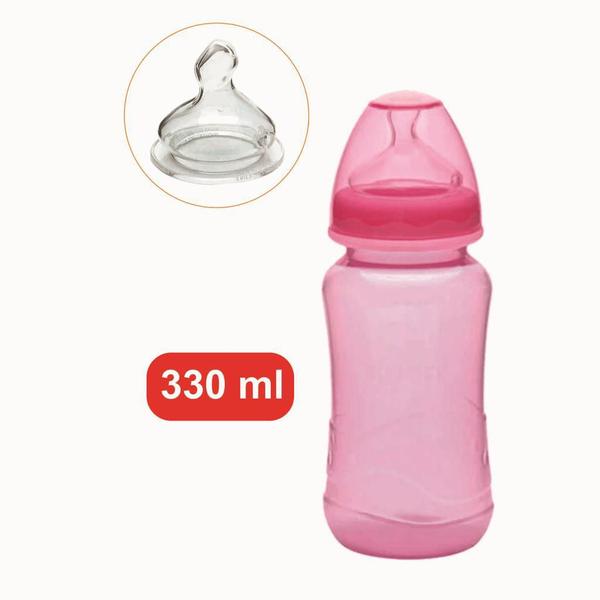 Mamadeira Aquarela Big Bico Silicone Ortodôntico 330ml - DPC Imagem de Mamadeira Aquarela Big Bico Silicone Ortodôntico 330ml
