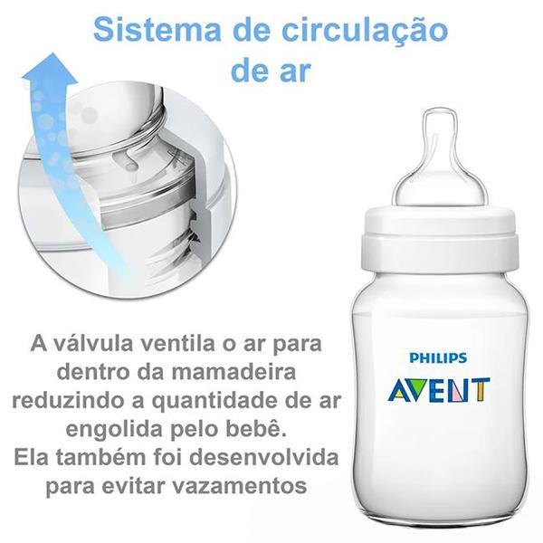 Imagem de Mamadeira Avent Classica Anticólica 260ml 1m+ - Cor Rosa