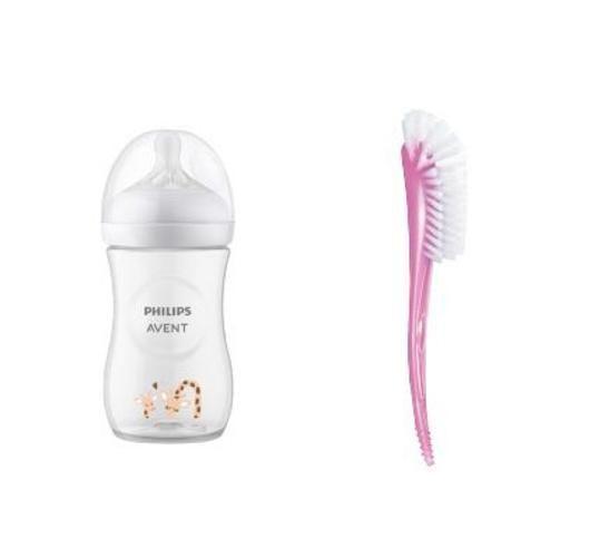 Imagem de Mamadeira Avent Philips Pétala 260 Ml Girafa + Escova Lavar