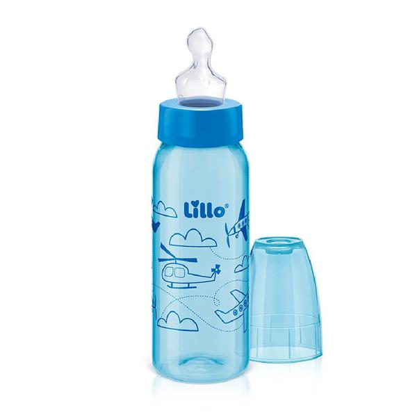 Imagem de Mamadeira Azul  Divertida Bico Silicone 240ml Tam.2 - Lillo