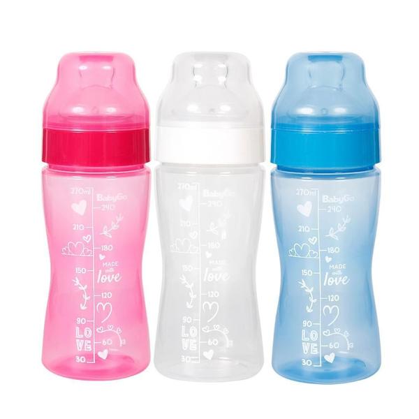 Imagem de Mamadeira Babygo 270ml Antivazamento Colors Love