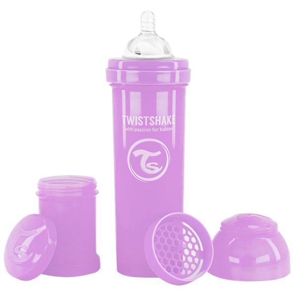 Imagem de Mamadeira Bebê Bico de Silicone +4 Meses Infantil 330ml Antivazamento Com Recipiente Leite em Pó 100ml Mixer Twistshake