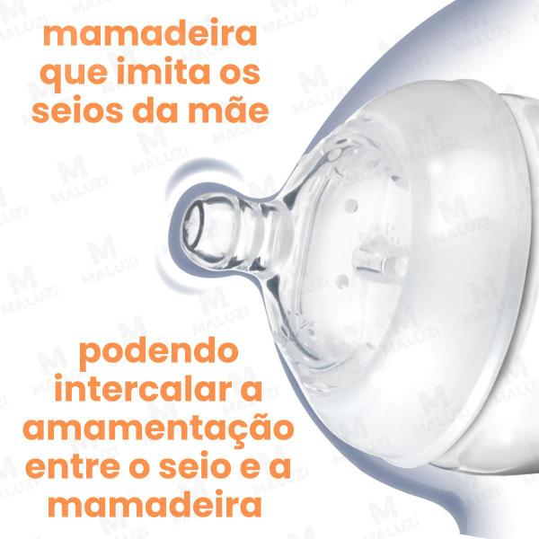 Imagem de Mamadeira Bico Largo PREMIUM Anticólica Bebê que Imita Seios Peito da Mãe 270ml Rosa Azul Nuby-com Embalagem Protetora para Presente