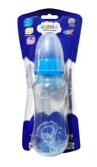 Imagem de Mamadeira Cefisa 250ml Acinturada com Bico de Silicone - Azul