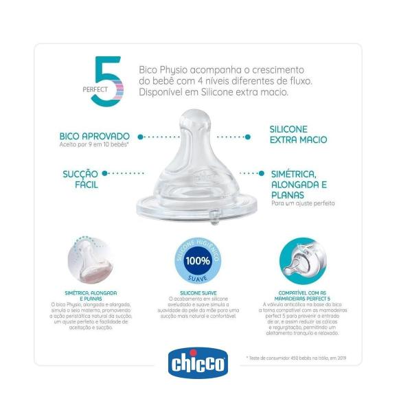 Imagem de Mamadeira Chicco Recém Nascido Perfect 5 150/250/330Ml Rosa