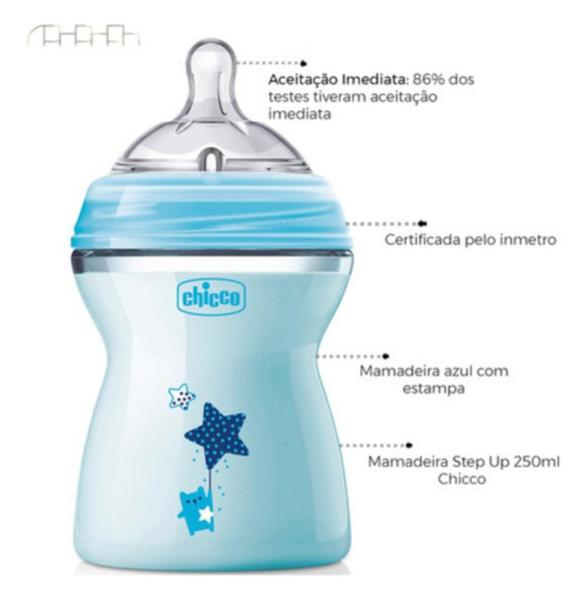Mamadeira Chicco step Up 250ml azul Imagem de Mamadeira Chicco step Up 250ml azul