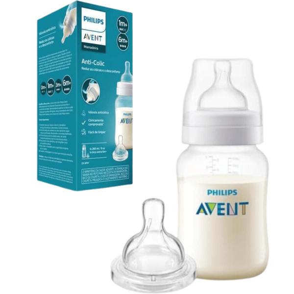 Imagem de Mamadeira Clássica Anti-Colic 260ML + Bico extra 4 Avent