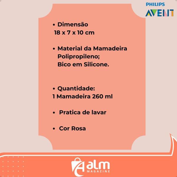 Imagem de Mamadeira Classica Anti Colic - 260ml Rosa - Philips Avent Bico n2- 1a3 meses