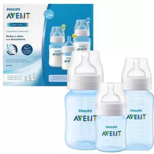 Imagem de Mamadeira Classica Avent 125/260/330ml Azul - Philips Avent kit com 3