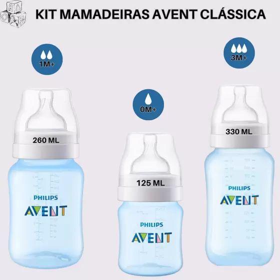 Imagem de Mamadeira Classica Avent 125/260/330ml Azul - Philips Avent kit com 3