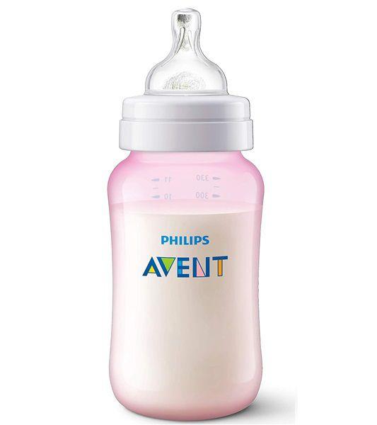 Imagem de Mamadeira Clássica Com Válvula Anticólica 330ml Rosa - Bico Fluxo 3 - Anti-Colic - Philips Avent - SCY121-11