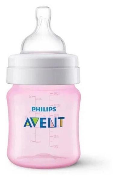 Imagem de Mamadeira Clássica Philips Avent 125ml Rosa + Bico Nº 2 - SCD809/24