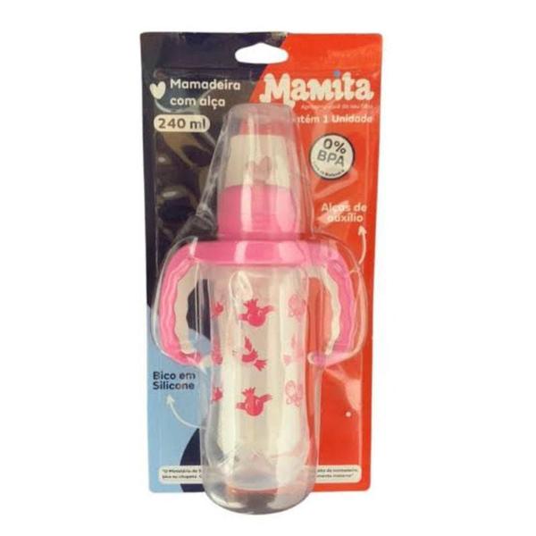 Imagem de Mamadeira com alça Bico de Silicone 240 ml free bpa