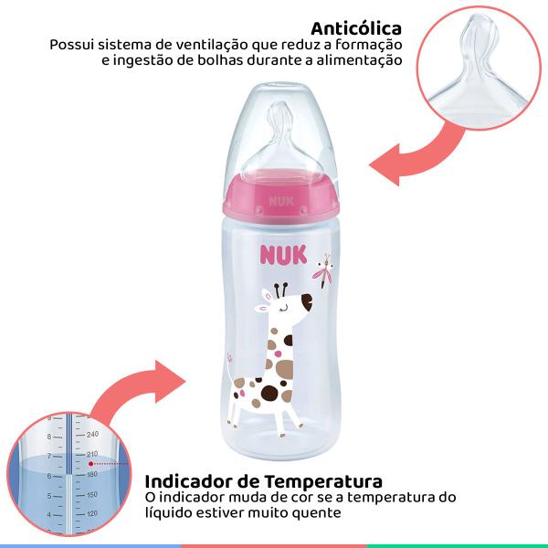 Imagem de Mamadeira de Bebê Anticólica 360ml Tam2 6m+ Controle de Temperatura First Choice Nuk
