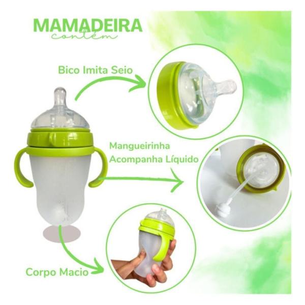 Imagem de Mamadeira De Silicone Imita Peito Materno Anti Colica 180Ml