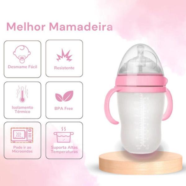 Imagem de Mamadeira De Silicone Imita Peito Materno Anti Colica 180Ml