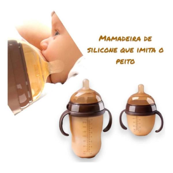 Imagem de Mamadeira De Silicone Imita Peito Materno Anti Colica 250 Ml