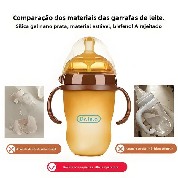 Imagem de Mamadeira de Silicone para Bebê (150ml e 250ml) - Sem BPA, Nano Prata Antibacteriana e Anti-Asfixia