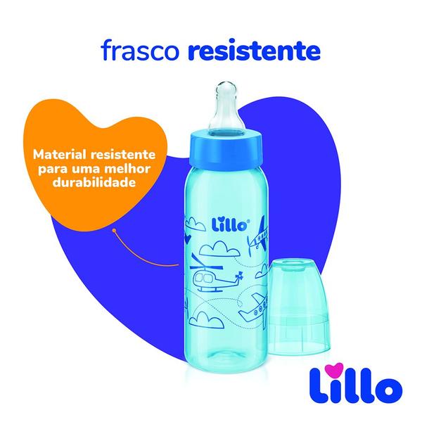 Imagem de Mamadeira Divertida Fluxo Médio 240ml 6m+ Azul  Lillo