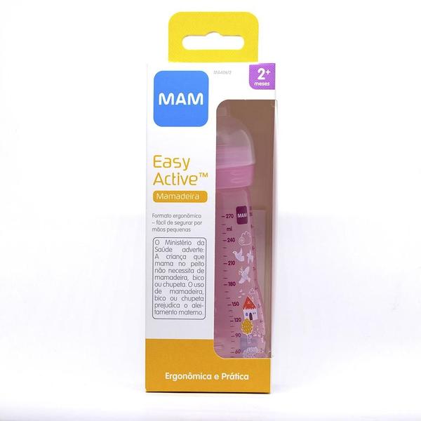 Imagem de Mamadeira Easy Active 270ml 2m+ Mam Rosa