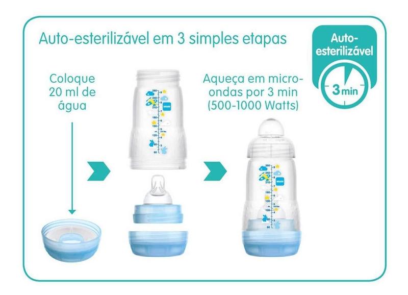 Imagem de Mamadeira Easy Start 130Ml E 260Ml Neutra (0M+) - Mam