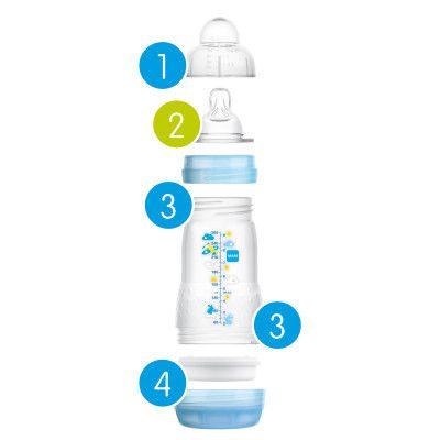 Imagem de Mamadeira Easy Start Mam Anticólica 0 meses 160ml Azul Mamadeira anticólica e autoesterilizável