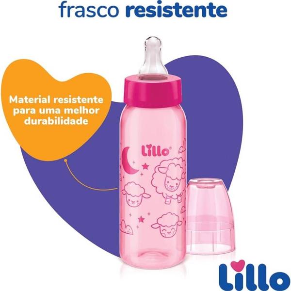 Imagem de Mamadeira Lillo 6+ Meses Cores Divertidas Rosa 240ml