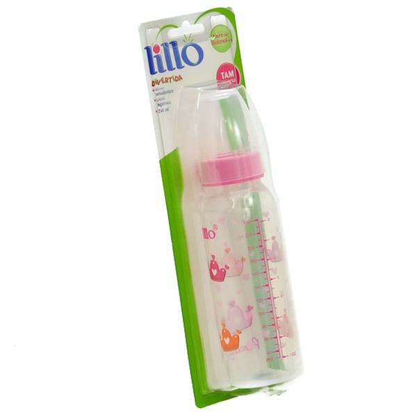 Imagem de Mamadeira Lillo Divertida Bico de Silicone Ortodôntico Desenhos Sortidos 240ml 6+Meses Rosa Ref 6131