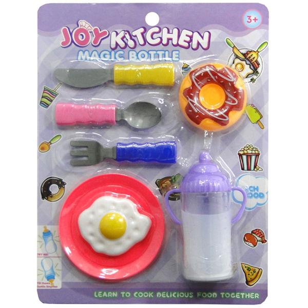 Imagem de Mamadeira magica para boneca com letinho + ovo e acessorios joy kitchen 7 pecas