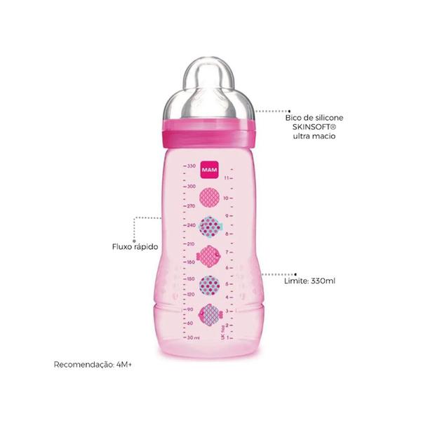 Imagem de Mamadeira Mam 330ml Fashion Bottle 4m+ Azul 4833