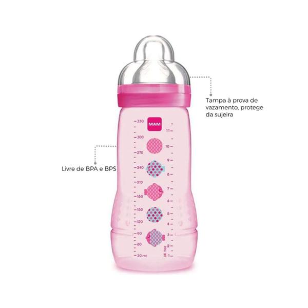 Imagem de Mamadeira Mam 330ml Fashion Bottle 4m+ Azul 4833