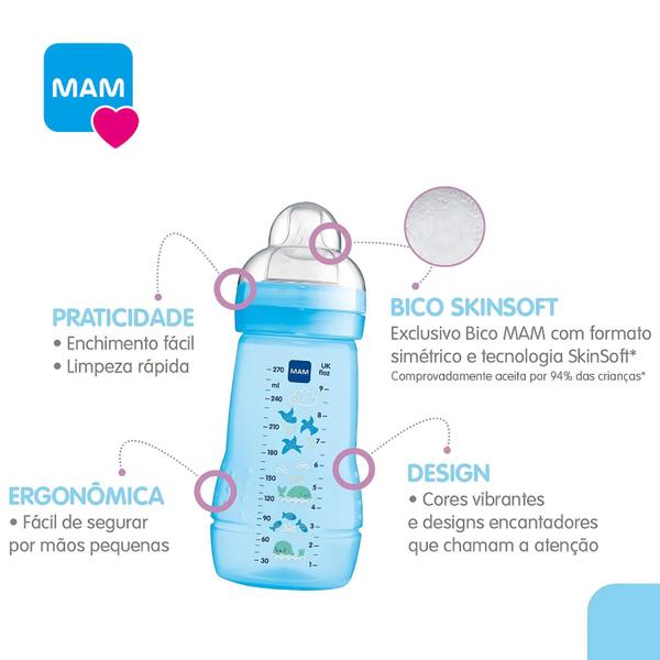 Imagem de Mamadeira Mam Easy Active Amamentação Bico Silicone Bebê 330