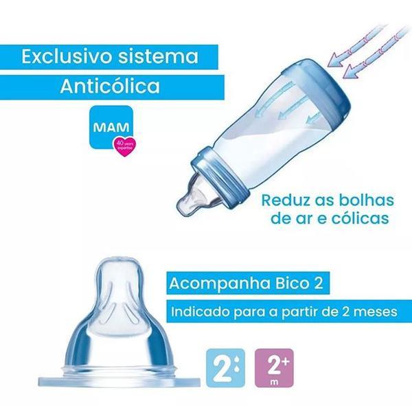 Imagem de Mamadeira Mam Easy Start 260ml 2+ Meses Autoesterilizável Diversas Cores Mam