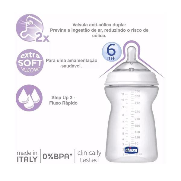 Imagem de Mamadeira Para Bebê 6M+ Step Up Color 330Ml Azul Da Chicco