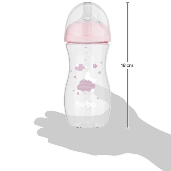 Imagem de Mamadeira Para Bebe Anticolica Easy Flow Nuvem Rosa +4 Meses 330ml Buba