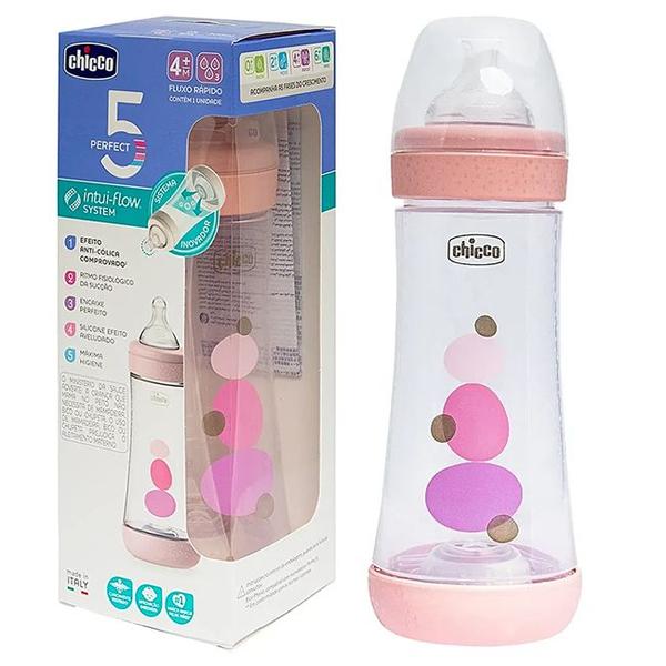 Imagem de Mamadeira Perfect 5 Chicco 300ml Fluxo Rápido Menino Menina 4m+