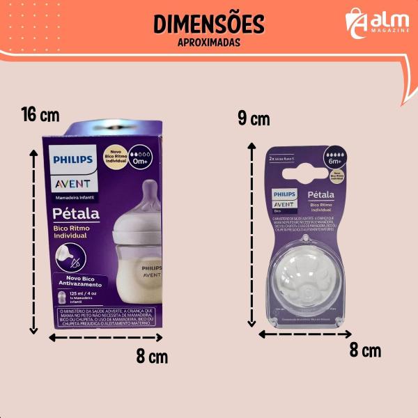 Imagem de Mamadeira pétala 3.0 125ml transparente Philips Avent + 02 bico n5 extra 6 meses+