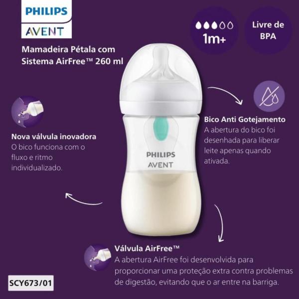 Imagem de Mamadeira Pétala 3.0 260ml Air Free 1m+ Transparente Avent