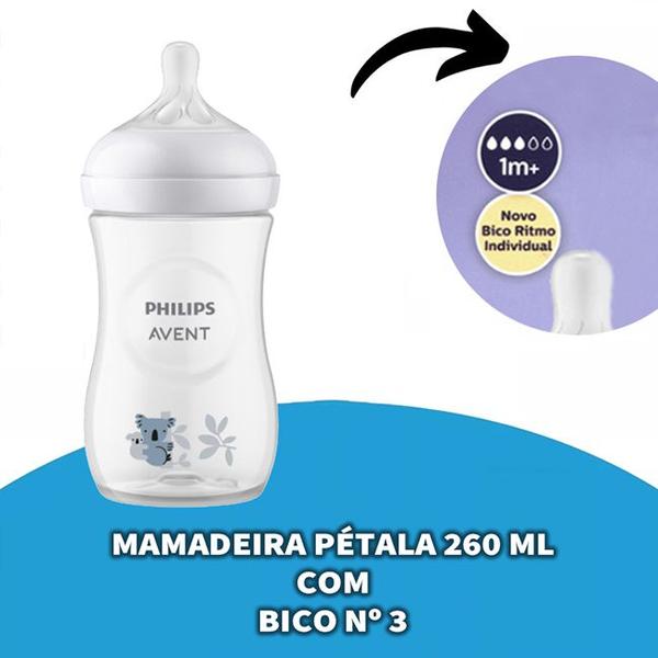 Imagem de Mamadeira Pétala 3.0 260ml Bico Nº3 Decorada 1-3 Meses - Philps Avent