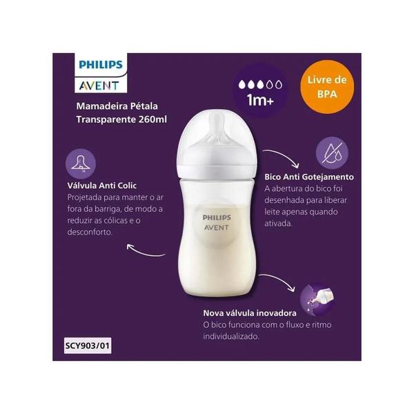 Imagem de Mamadeira Pétala 3.0 260ml Transparente - Philips Avent