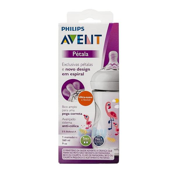 Imagem de Mamadeira Pétala Antivazamento 260ml 1m+ Flamingos  Philips Avent