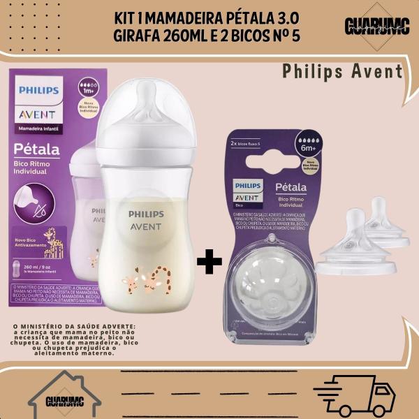 Imagem de Mamadeira Pétala Girafa3.0 260ML Philips Avent + 02 bico n5 6 mese Bebê